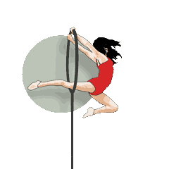 Personnage au centre du cerceau lollipop, réalisant une figure suspendue et poétique